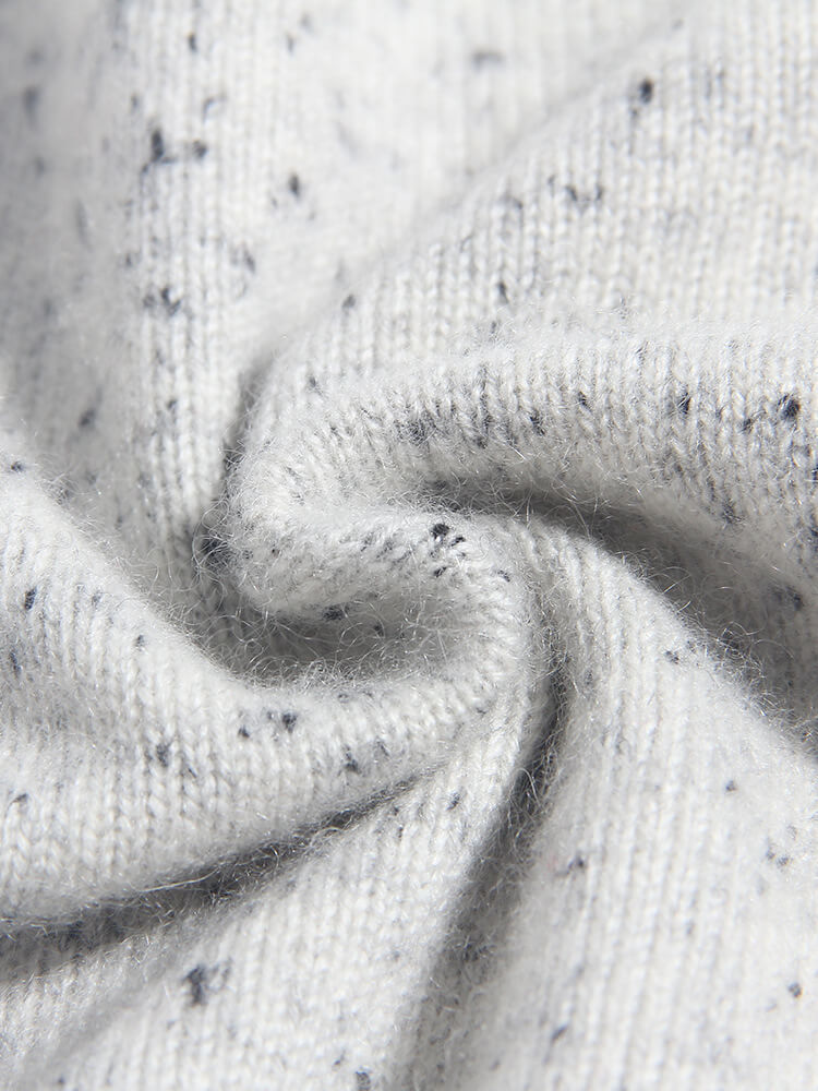 Kids Speckled Light Grey Cable Knit Textured Cashmere Sweater